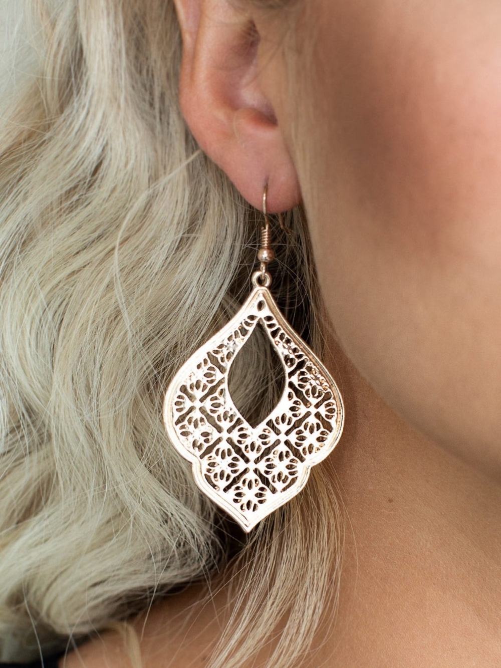 Minicci Rose Gold Filigree Teardrop Earrings